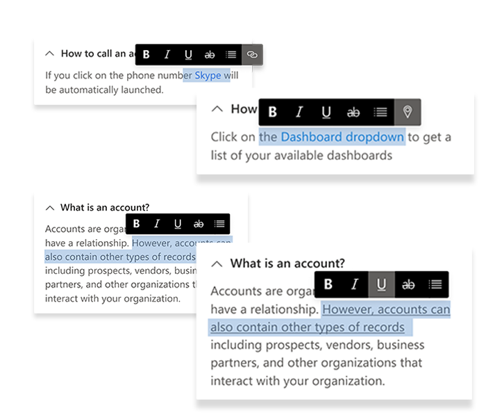 Image shoing off the capability to format text inline by selecting it.