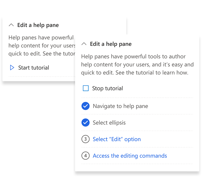 Image showcasing an example of a guided UI tour, engaged directly from the help pane.