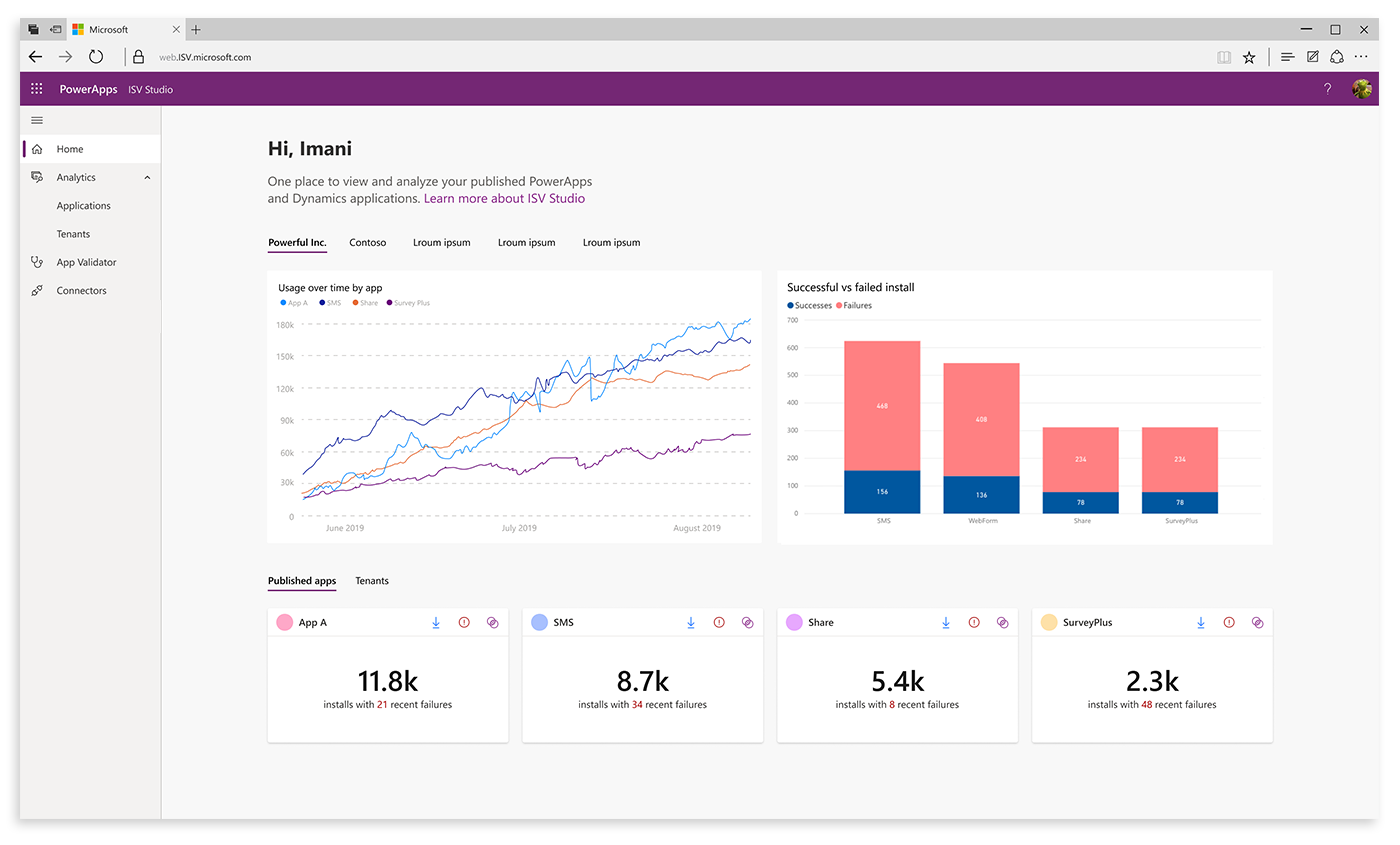 A comp of the dashboard homepage.