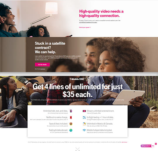 Image showing examples of T-Mobile brand applied to interactive formats.