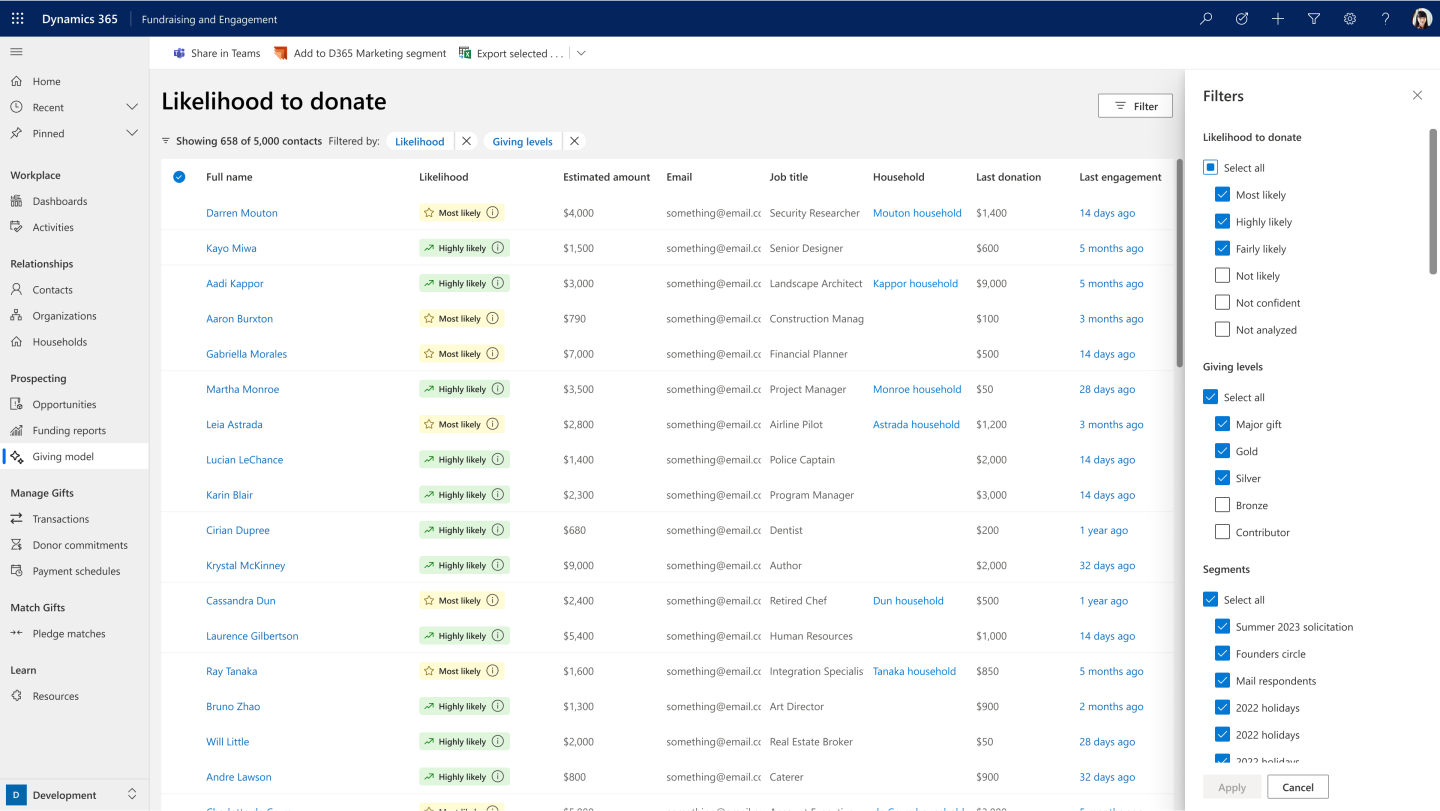 A simple comp that shows the filter panel as it is being used to refine the table.