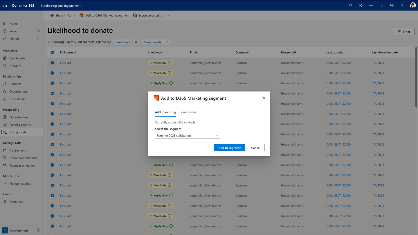 A screen with a modal for a marketing connection.